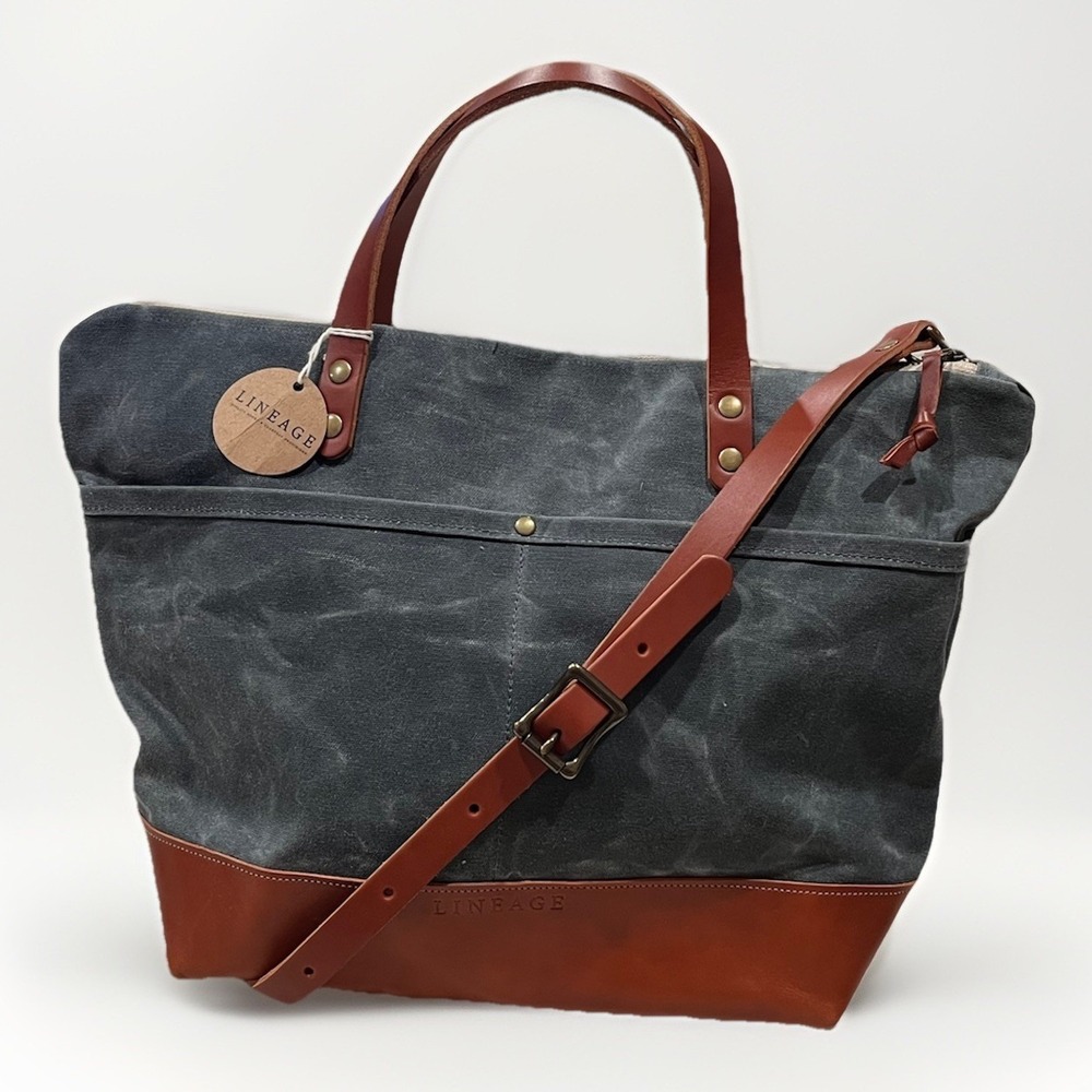Lineage Goods Rivanna Deluxe Large Crossbody Bag Travel Work Charcoal‎ Handmade